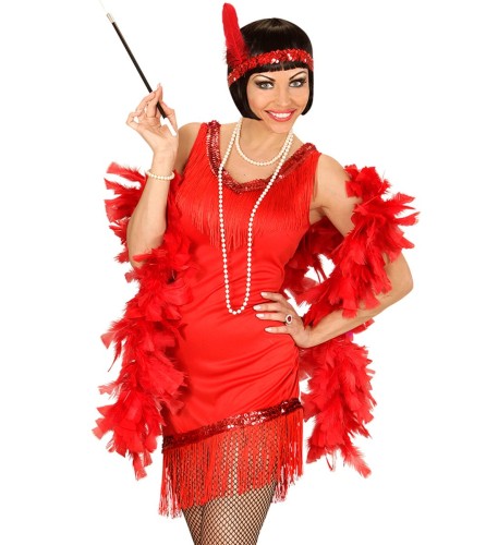 Strój Flapper Piórka Czerwona
