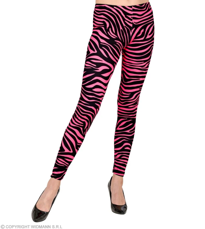 Legginsy Różowe Zebra