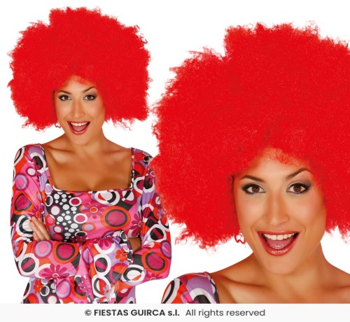 Peruka Afro Czerwona