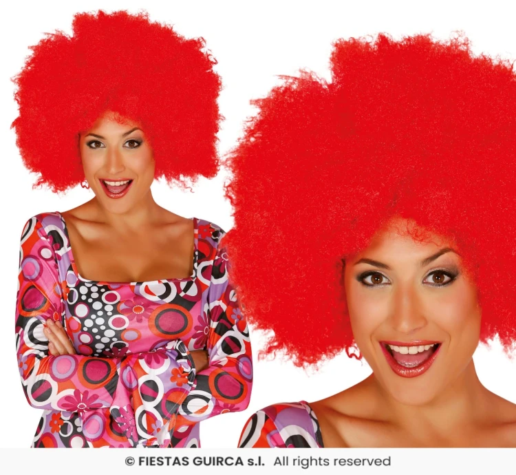Peruka Afro Czerwona
