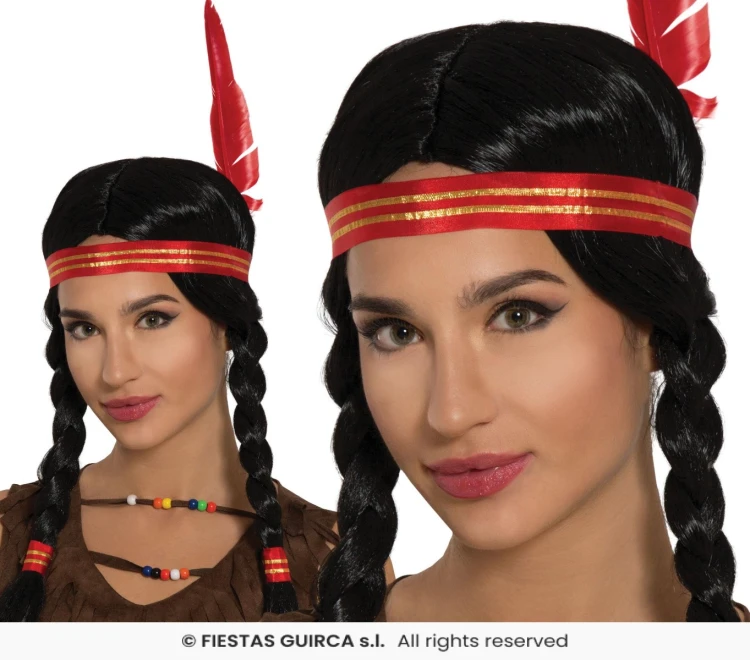 Peruka Warkocze Indianki z Piórkiem
