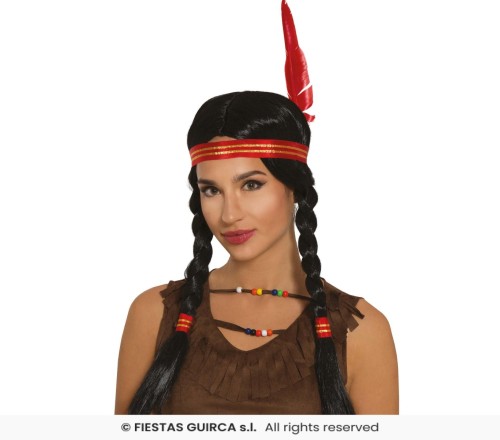 peruka-warkocze-indianki-z-piorkiem