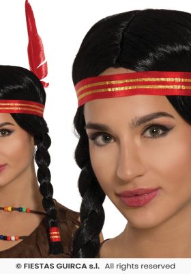 Peruka Warkocze Indianki z Piórkiem