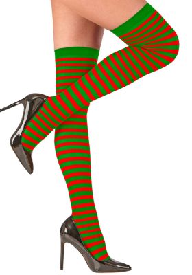 Pończochy W Paski Zielono Czerwone