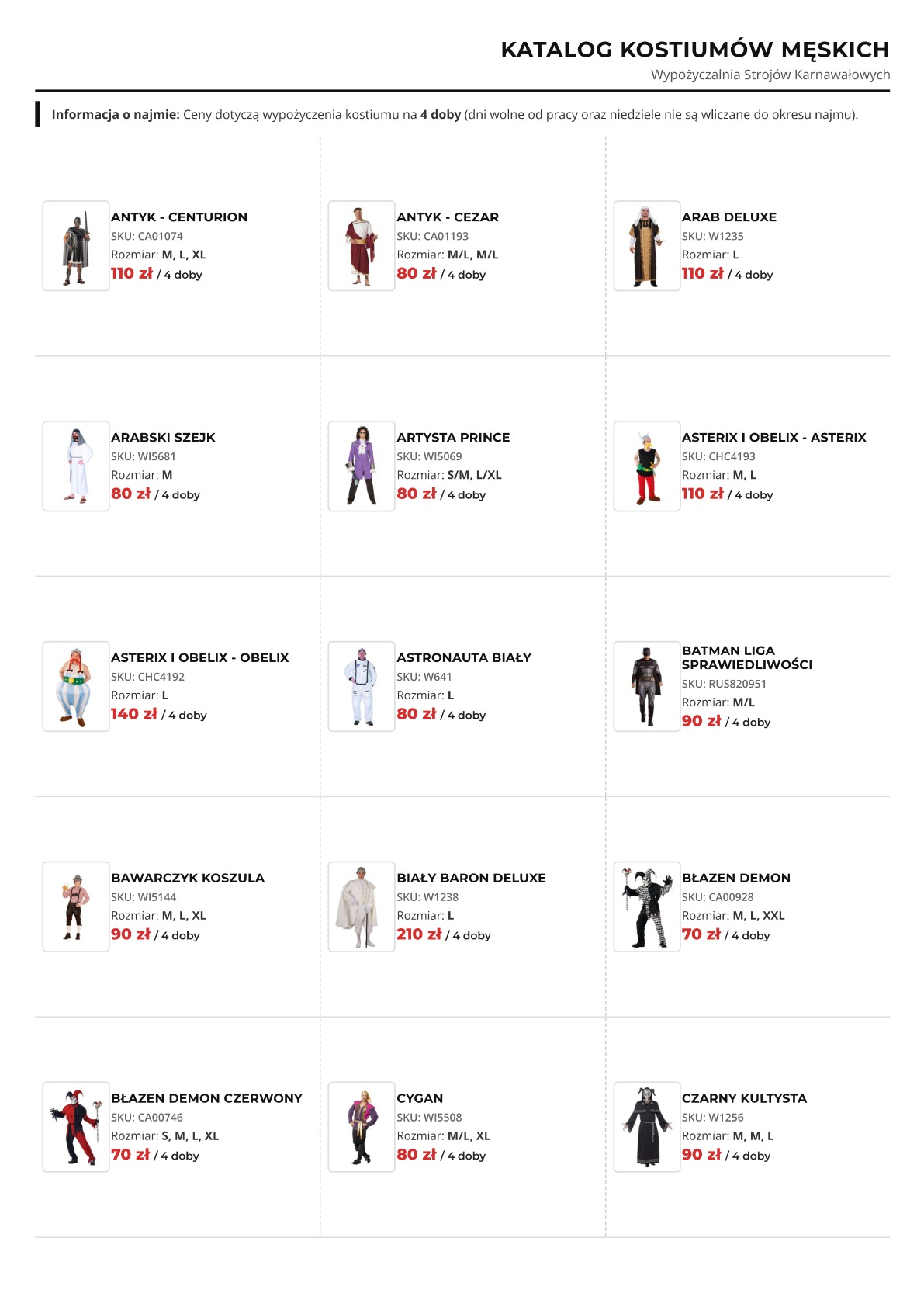 Katalog wypożyczalni strojów - strona 1